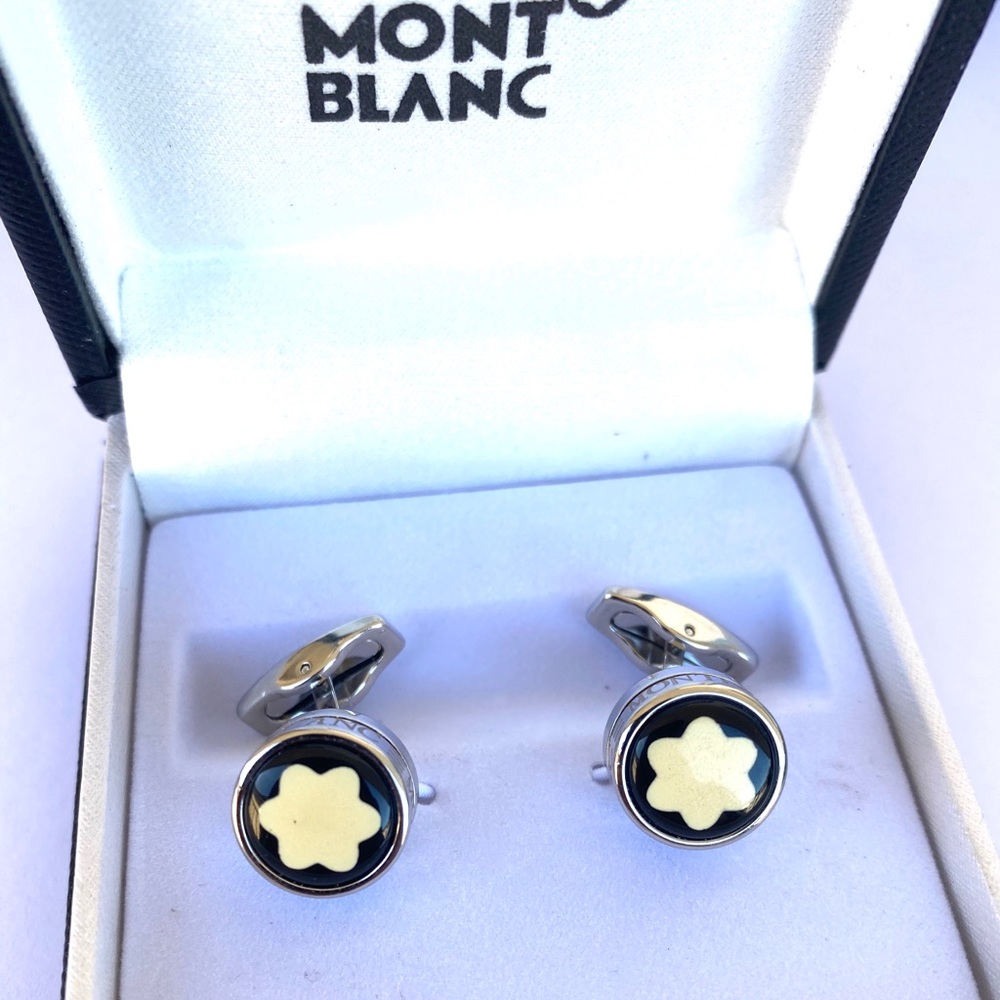 New Montblanc Silver Coated Cufflinks Mont Blanc
